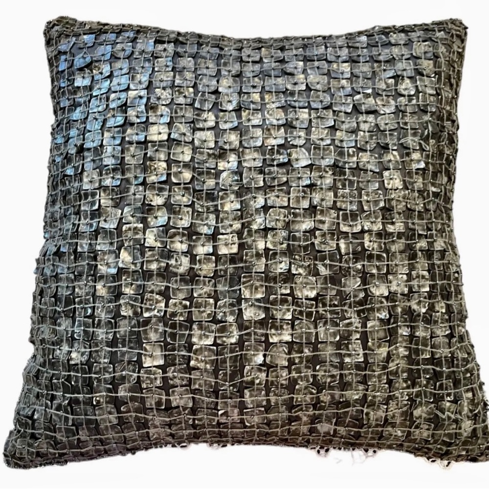 Accent pillow 14” x 14” With Hand Sewn Shells